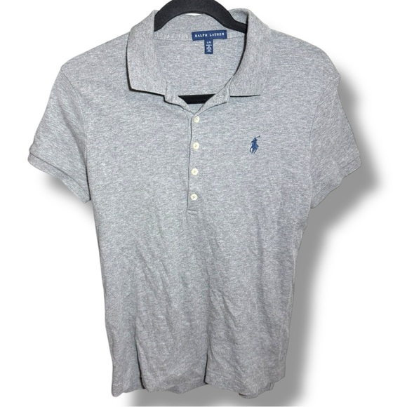 Ralph Lauren Heather Gray Classic Fit Polo Shirt Women’s Size Large - Picture 2 of 7